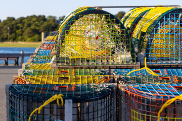 Colorful lobster traps