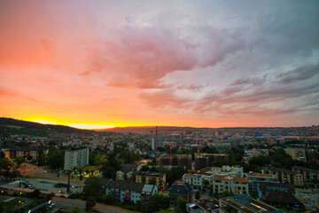 Fototapeta na wymiar big panorama of the city of Zurich in Switzerland in the evening with sunset