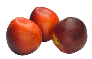Several nectarines isolated on white background