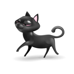 black cat 3d vector illustration isolated on white background