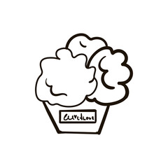 Single hand drawn ice cream. Doodle vector illustration. Isolated on white background.