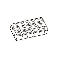 Single hand drawn chocolate. Doodle vector illustration. Isolated on white background.