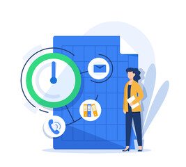 Content manager at work hand drawn illustration. Female multitasking skill concept. Young girl managing SMM strategy processes cartoon character