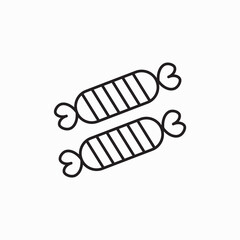 Candy vector icon in thin line style. Sweet Candy Outline Flat Icon on White