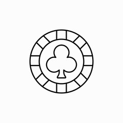 Clover casino coin icon, outline style. poker chips with clover symbols. Casino chip clover icon. Simple illustration of casino chip clover vector icon for web design isolated on white background
