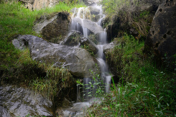 A "long exposure" (photography technique) of 30 seconds to capture the flow of water near Rakaposhi basecamp in Pakistan.