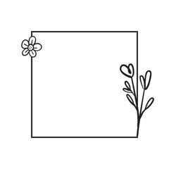 Obraz premium Floral square frame. Vintage botanical hand drawn element for design invitations, cards and labels. Natural ornaments. Vector illustration.