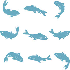 sea ​​fish icon set design