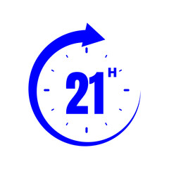 21 hours, icon symbol blue, time, o'clock Twenty one