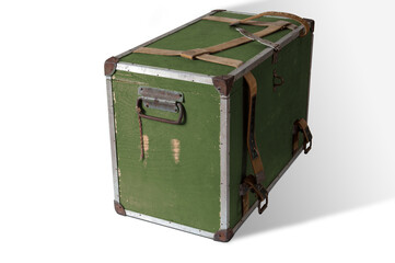 Old traveling box isolated on white background