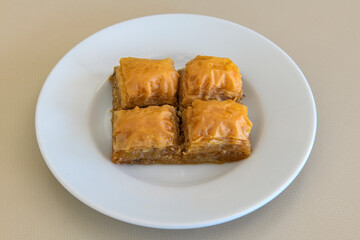 Pistachio baklava. Traditional Middle Eastern Flavors. Traditional Turkish baklava. Local name fistikli baklava