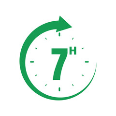 7 hours, icon symbol Green, time, o'clock Seven