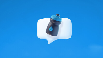 3d ballon chat bottle water liquid emoji icon message blue cute conversation illustration render