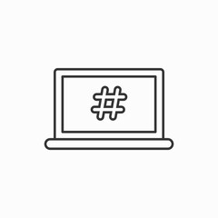 Laptop icon. laptop with hastag icon illustration