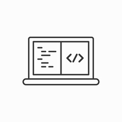 Laptop with coding icon. Coding Vector Icon. Coding On Laptop icon vector illustration eps10 on white background