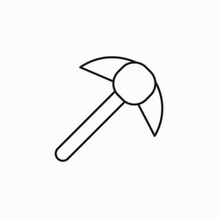 Mining Hoe Icon.Hoe icon. Simple illustration of hoe vector icon for web. Pickaxe, Hoe Flat Icon Logo Illustration Vector Isolated. Labour Day, May Day, Industry, And Construction Icon