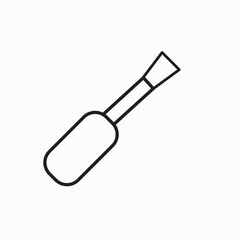 Slotted common blade screwdriver flat vector icon for apps and websites. Flat blade screwdriver vector thin line stroke icon. Flat blade screwdriver outline illustration, linear sign, symbol