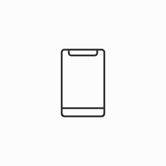 Smartphone Icon Vector Logo Template. Trendy Device Illustration Design. Mobile phone or smartphone line icon, outline vector sign, linear style pictogram isolated on white. Editable stroke