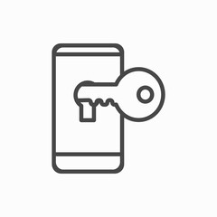 Smartphone key lock icon, simple style