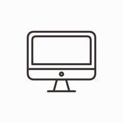Computer monitor icon. Flat PC symbol. Vector illustration. isolated on white background