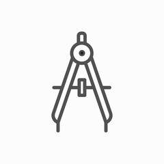 Drawing compass. Flat icon vector. Technical tool architect icon