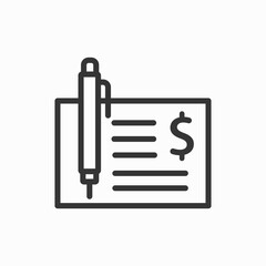 Cheque vector icon illustration on white background