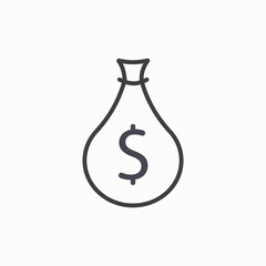 Money bag icon, dollar, money icon and bag line icon vector illustration