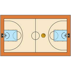 Basketball court floor with line on wood texture background. Vector illustration.