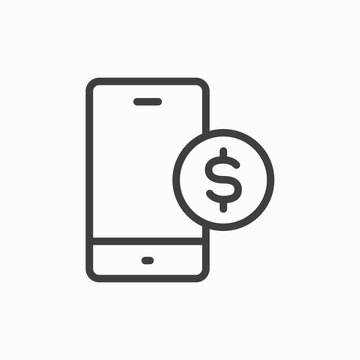 Mobile banking icon line symbol. Isolated vector illustration of icon sign concept for your web site mobile app logo UI design.