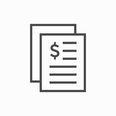 Invoice line icon. Payment and bill invoice. Order symbol concept. Tax sign design. Paper bank document icon. Vector invoice icon