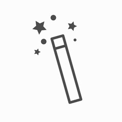 Line Magic wand with star sparkle icon isolated on white background.