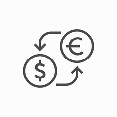 Money exchange simple icon. Banking currency sign. Euro and Dollar Cash transfer symbol.