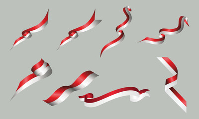 red and white flag ribbon. Indonesian flag ribbon.