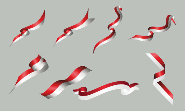 red and white flag ribbon. Indonesian flag ribbon.