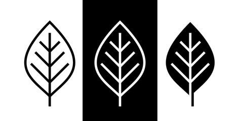 Tree leaf icon. Symbol of nature, earth and ecology. Isolated raster illustration on white background.