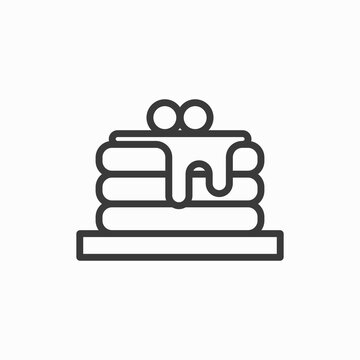 recommend clip art: Breakfast pancakes with syrup and butter on a plate line art vector icon for food apps and websites