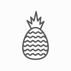 Pineapple line icon tropical fruits isolated on white background