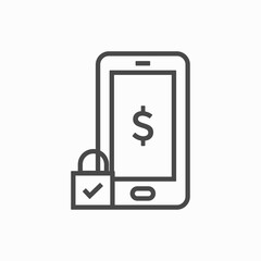 Secure mobile payment icon. online mobile payment linear sign isolated on white background