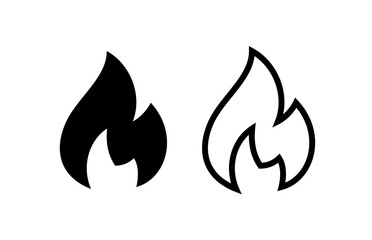 Fire icon. Symbol of danger and importance. Designation of a hit, top or hot.