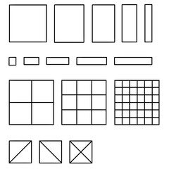 Rechtecke Felder Vierecke Quadrate - verschiedene Größen - Set - Grafiken Vorlagen Templates - schwarz weiß  - obrazy, fototapety, plakaty