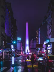 Deurstickers De Obelisk (El Obelisco) & 39 s nachts in Buenos Aires, Argentinië © lucas