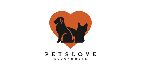 pet love logo design template with creative concept