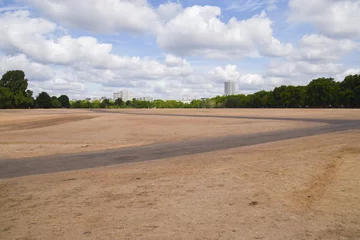 Rolgordijnen Parched landscape in Hyde Park in London, UK due to hot weather and drought conditions caused by climate change. © VV Shots