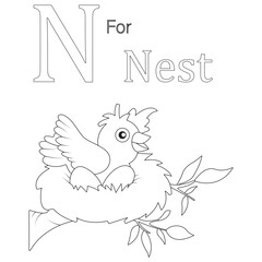 funny ABC coloring page for kids