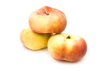 Ripe fresh organic fig peaches isolated on white background.