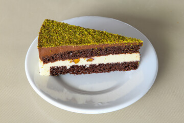 Turkish Dessert Sobiyet  Baklava, mussels baklava and classic baklava with Pistachio . Cevizli, Fistikli Baklava, top view.