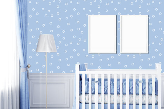 Mockup Frame Baby In Blue Room