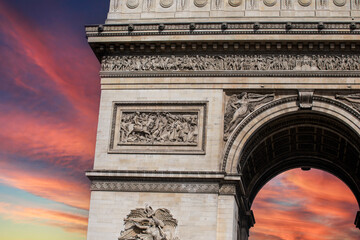 Obraz premium The attraction and monument of the Arc of Triumph of Paris is one of the most famous monuments of the French capital and probably the most famous triumphal arch in the world.