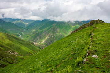 Fototapeta na wymiar Cicekli Plateau in Camlihemsin district of Rize province. Kackar Mountains region. Rize, Turkey. (Turkish: Cicekli Yaylasi)