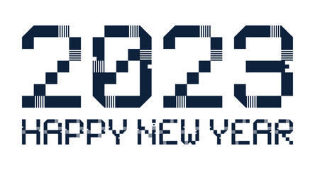 2023 New Year diverse unusual sign for 2023 event decoration, cute graphic, creative emblem concept for banner, brochure, flyer, calendar, greeting card, event invitation. Isolated vector logotype.